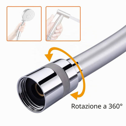 GRIFEMA COMPLENTO-G852 Flessibile Doccia in PVC (G1/2 pollici, 150 CM), Tubo Doccia da Anti Torsione, Bianca/Cromo