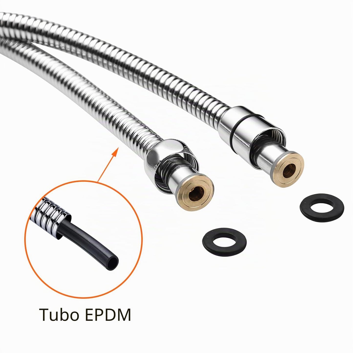 Ibergrif Tubo Doccia 1,7 m - in Acciaio Inox Tubo Flessibile per Doccia, Anti-Torsione e Anti-Piega, Antigoccia, Universale G1/2" Ricambio con Connettori in Ottone e Guarnizioni, Cromata/Argento