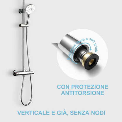 OFFO Tubo Doccia 2.5 Metri, Con protezione Antitorsione,Flessibile Doccia in Acciaio Inox, Tubo Doccia di Ricambio ad Alta pressione, per Rubinetteria Bagno,Argento Brillante