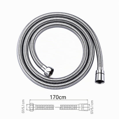 Ibergrif Tubo Doccia 1,7 m - in Acciaio Inox Tubo Flessibile per Doccia, Anti-Torsione e Anti-Piega, Antigoccia, Universale G1/2" Ricambio con Connettori in Ottone e Guarnizioni, Cromata/Argento
