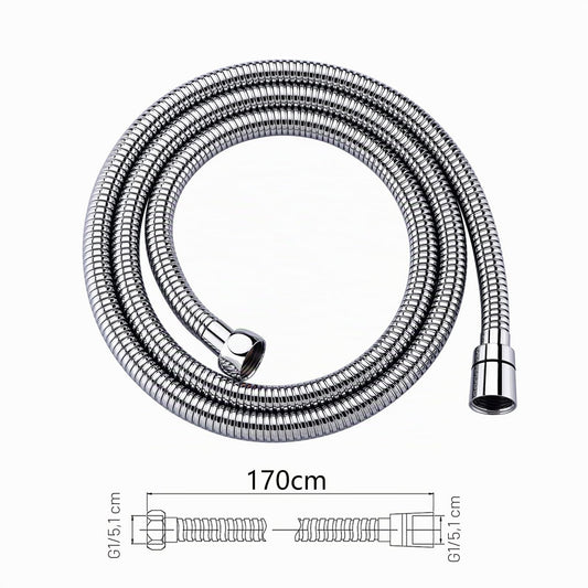 Ibergrif Tubo Doccia 1,7 m - in Acciaio Inox Tubo Flessibile per Doccia, Anti-Torsione e Anti-Piega, Antigoccia, Universale G1/2" Ricambio con Connettori in Ottone e Guarnizioni, Cromata/Argento