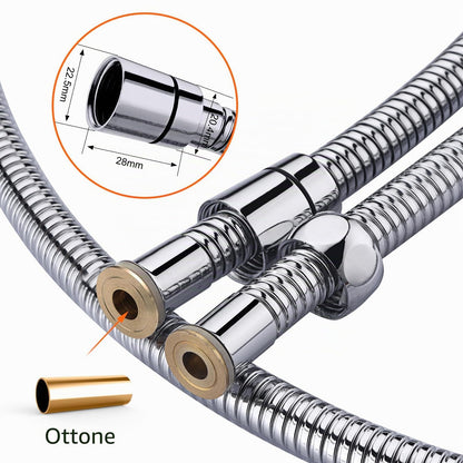 Ibergrif Tubo Doccia 1,7 m - in Acciaio Inox Tubo Flessibile per Doccia, Anti-Torsione e Anti-Piega, Antigoccia, Universale G1/2" Ricambio con Connettori in Ottone e Guarnizioni, Cromata/Argento
