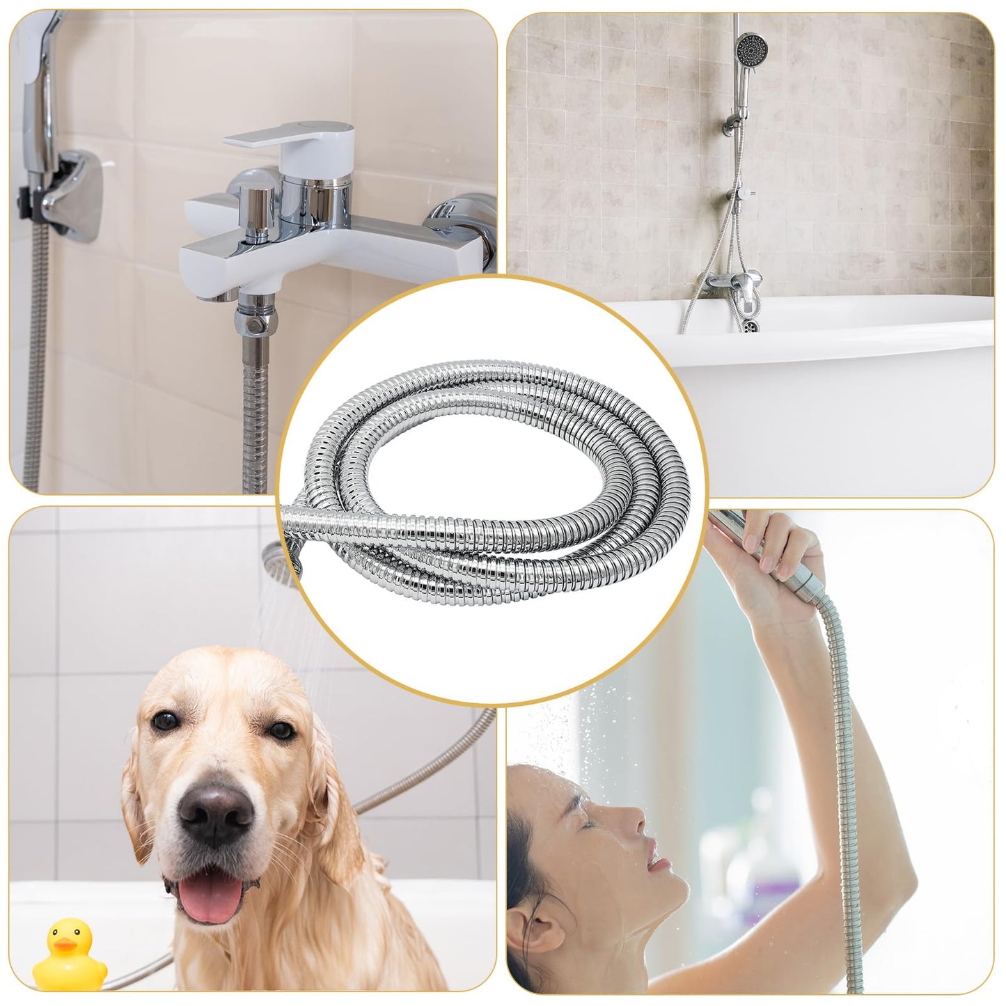 YEAUPE in Acciaio Inossidabile Flessibile doccia - Anti-perdita Tubo Doccia(G1/2 pollici, 160 CM),Anti Torsione,Ricambio Universale,Tutti i connettori in rame,per Rubinetti da Bagno,Cromato