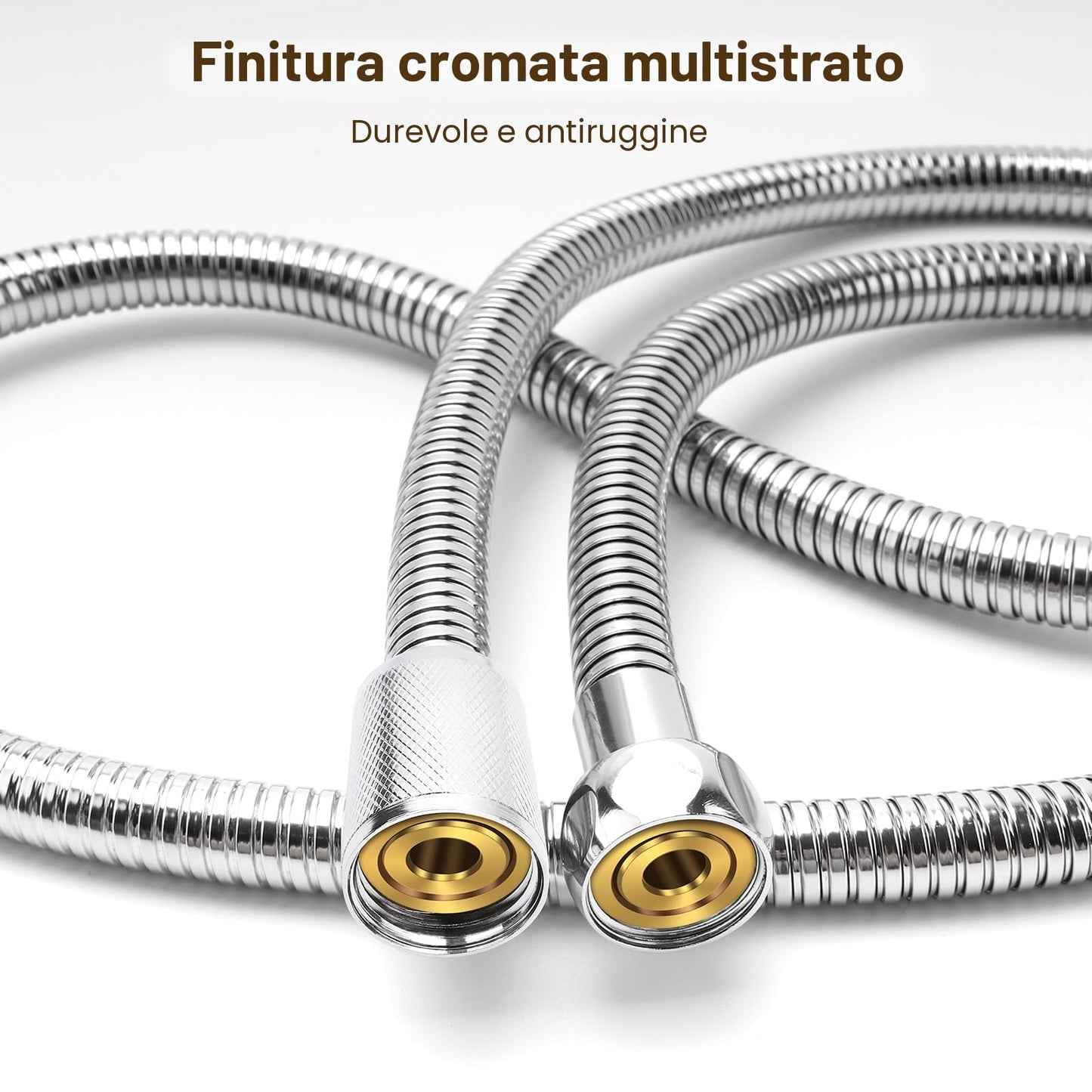 YEAUPE in Acciaio Inossidabile Flessibile doccia - Anti-perdita Tubo Doccia(G1/2 pollici, 160 CM),Anti Torsione,Ricambio Universale,Tutti i connettori in rame,per Rubinetti da Bagno,Cromato