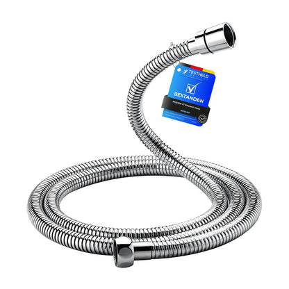 Ibergrif Tubo Doccia 1,7 m - in Acciaio Inox Tubo Flessibile per Doccia, Anti-Torsione e Anti-Piega, Antigoccia, Universale G1/2" Ricambio con Connettori in Ottone e Guarnizioni, Cromata/Argento