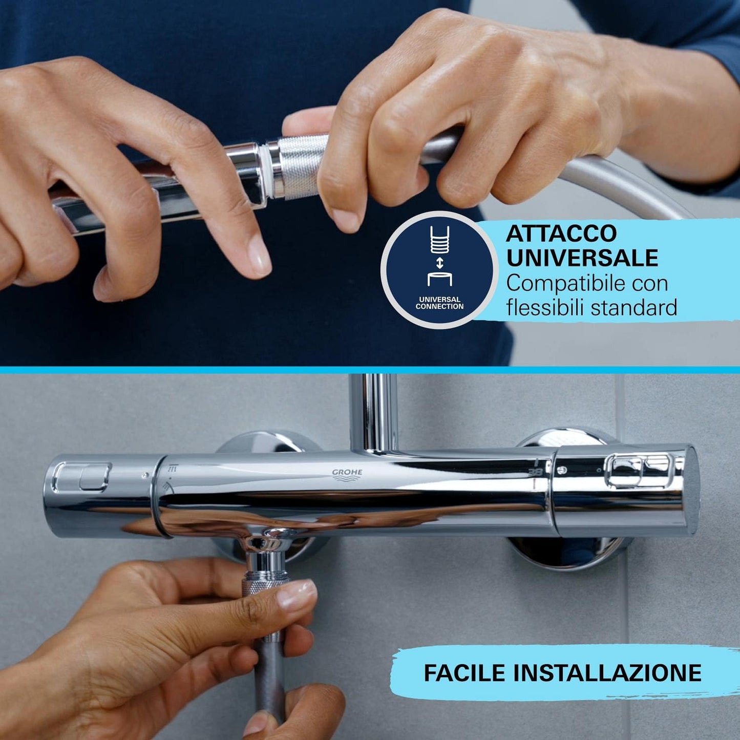 GROHE QUICKFIX VitalioFlex Comfort, Flessibile doccia, 1500mm, In metallo, 28743002