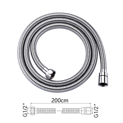 GRIFEMA Tubo Doccia 2 m - Flessibile Doccia in Acciaio Inox (G1/2 pollici, 200 CM) Anti-Piega & Antigoccia, Ricambio Resistente con Connettori in Ottone e Guarnizioni, Finitura Cromata Argento